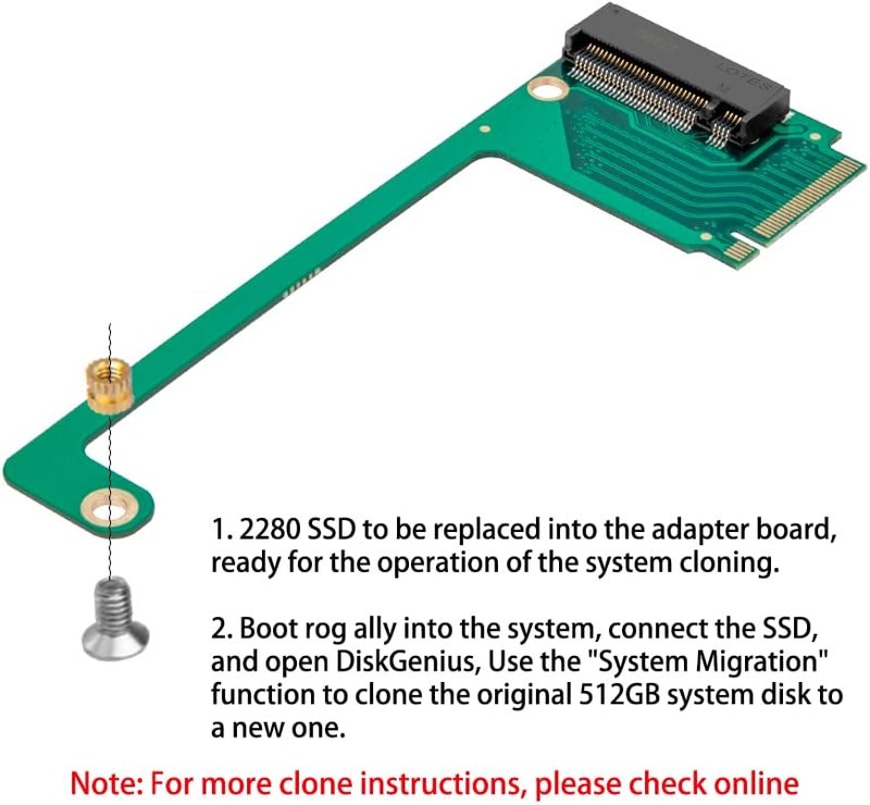 JOYJOM 2230 to 2280 Adapter for ROG Ally SSD - 90 Degree NVME M-Key 5Pin M.2 PCIe 4.0 With Screwdriver - Image 4